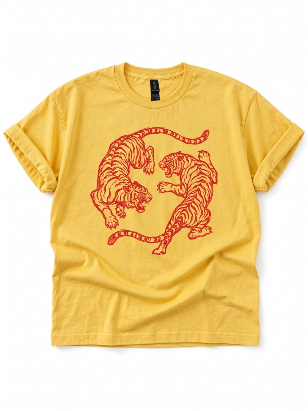 Gildan Daisy Vintage Japanese Tiger Graphic Tee, Streetwear T-Shirt